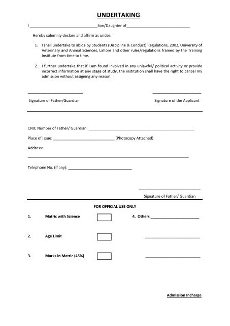 Application Form - UVAS