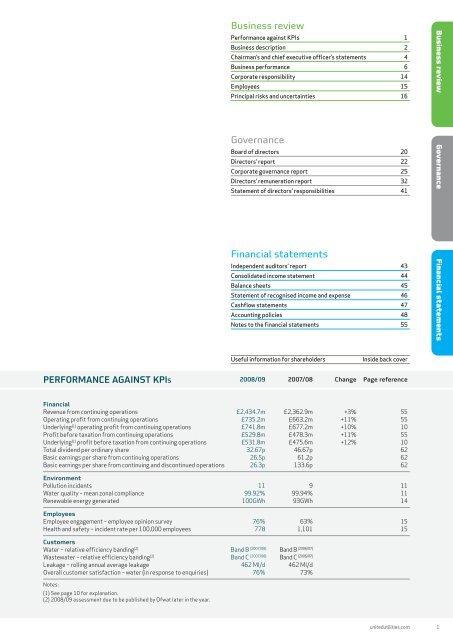 Annual report and financial statement 2009 - United Utilities