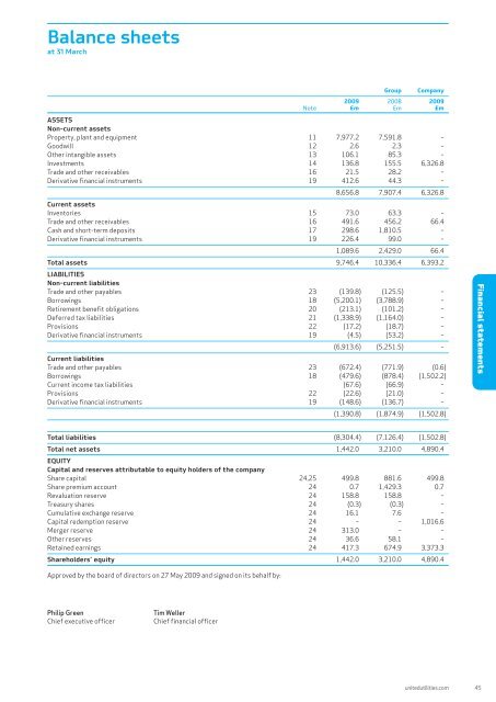 Annual report and financial statement 2009 - United Utilities