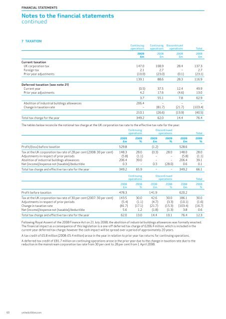 Annual report and financial statement 2009 - United Utilities