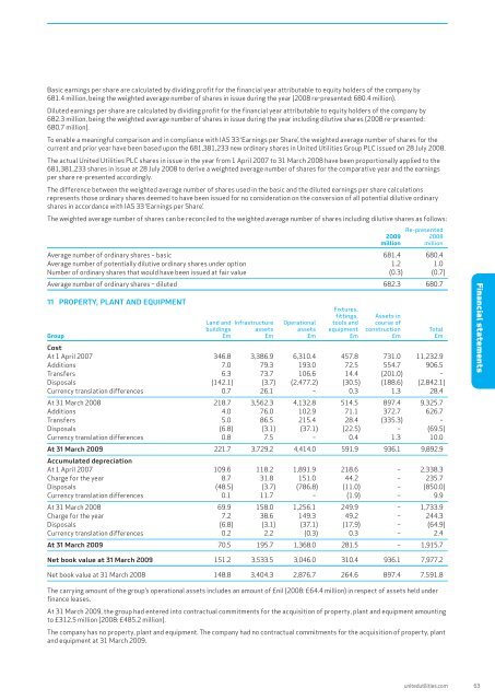 Annual report and financial statement 2009 - United Utilities