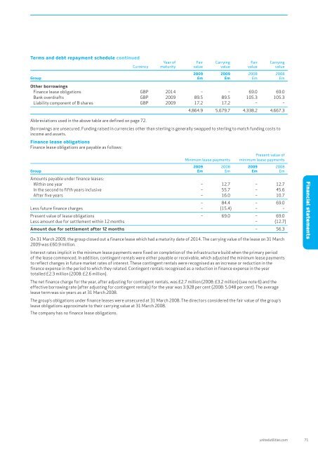 Annual report and financial statement 2009 - United Utilities