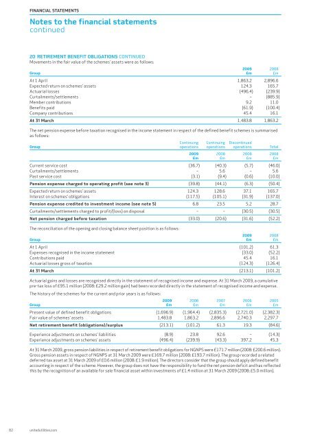 Annual report and financial statement 2009 - United Utilities