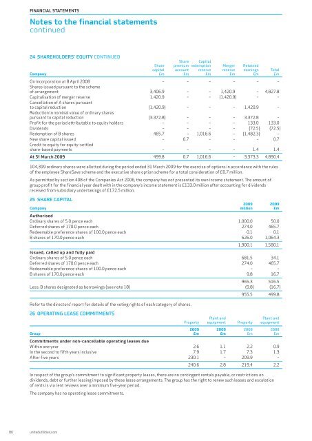 Annual report and financial statement 2009 - United Utilities