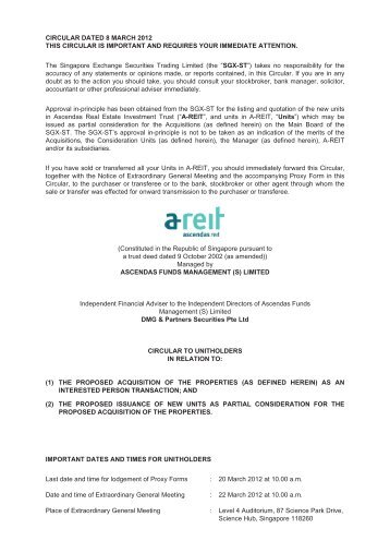 Circular to Unitholders - Ascendas REIT