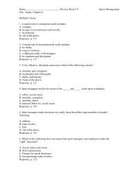 Review Sheet # 4 Sports Management File: chap6, Chapter 6 ...