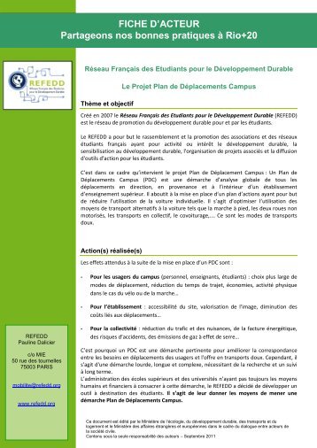 Le Projet Plan de DÃ©placement Campus - ConfÃ©rence Rio+20