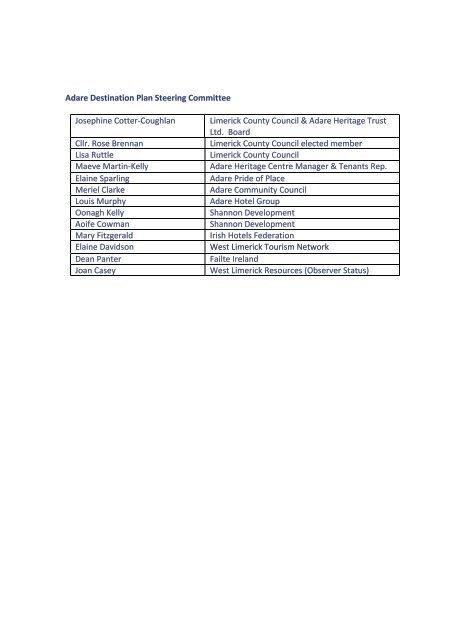 Adare Destination Plan - Library/Limerick Studies