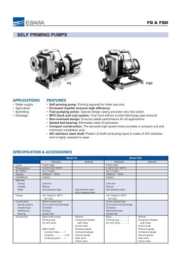 self priming pumps - Ebara