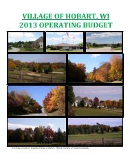 VILLAGE OF HOBART, WI 2013 OPERATING BUDGET