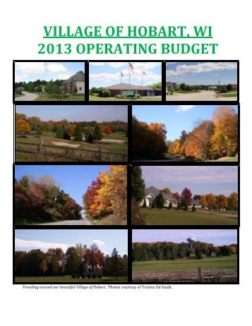 VILLAGE OF HOBART, WI 2013 OPERATING BUDGET