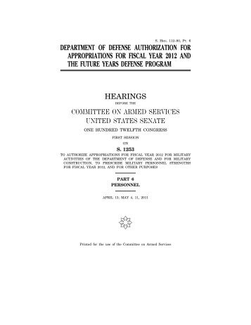 department of defense authorization for appropriations for fiscal year ...