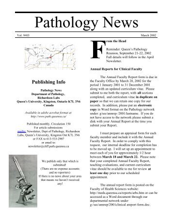Pathology News - Department of Pathology and Molecular Medicine