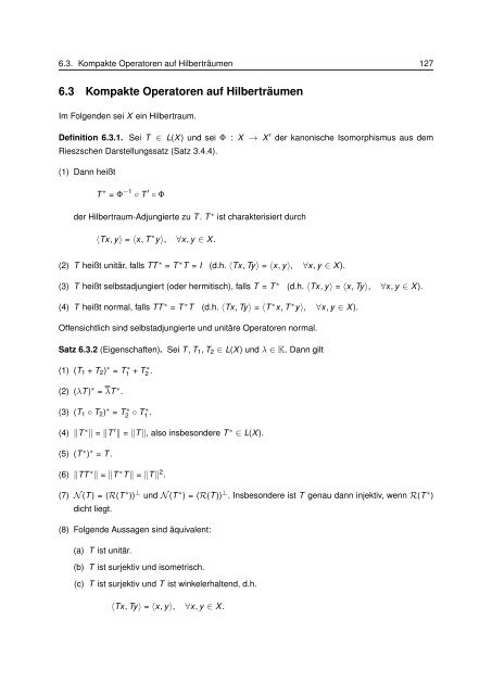 6.3 Kompakte Operatoren auf HilbertrÃ¤umen