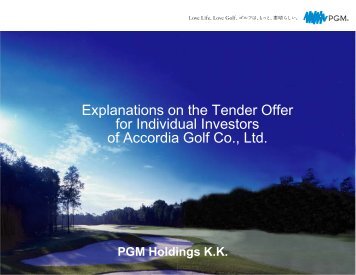 Explanations on the Tender Offer for Individual Investors of ... - PGM