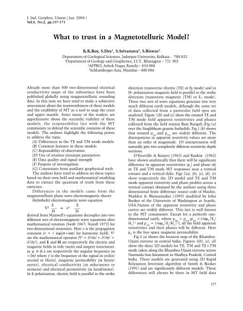 What to trust in a Magnetotelluric Model? - IGU
