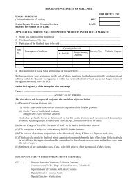 Application Form for the Sale of Finished Products in the Local market