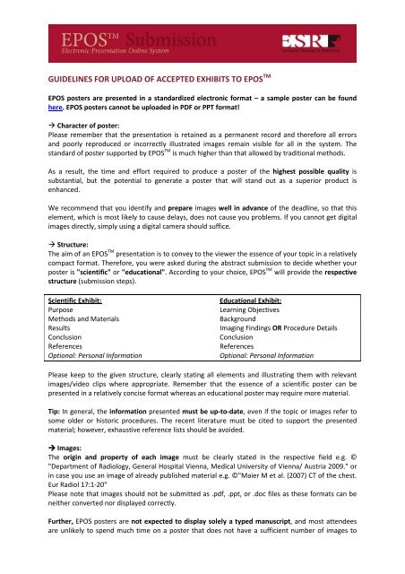 EPOS 2012 Poster Upload Guidelines - myESR.org