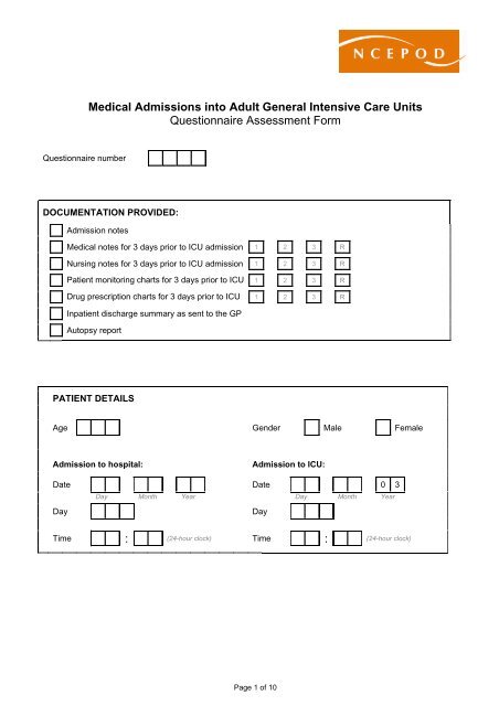 Questionnaire Assessment Form