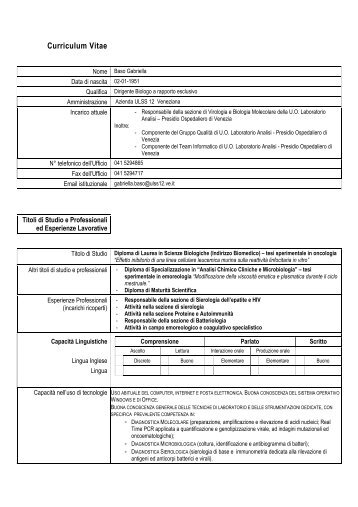 Curriculum Vitae - Azienda Ulss 12 veneziana