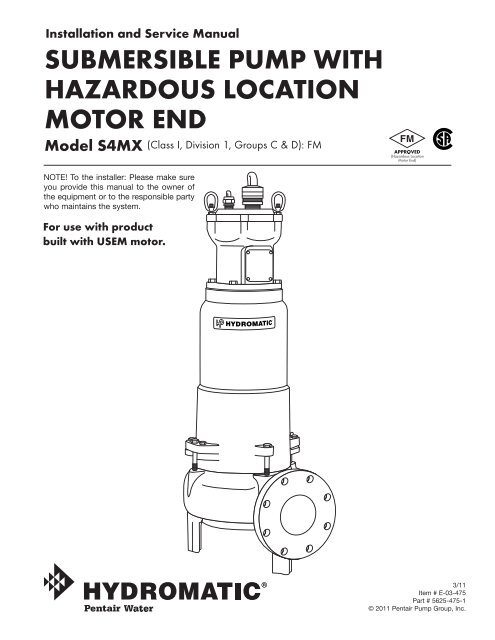 submersible pump with hazardous location motor end - Pump Express