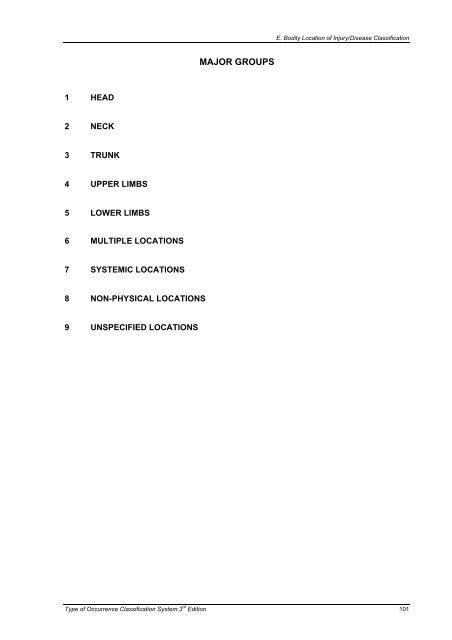 Type of Occurrence Classification System - Safe Work Australia