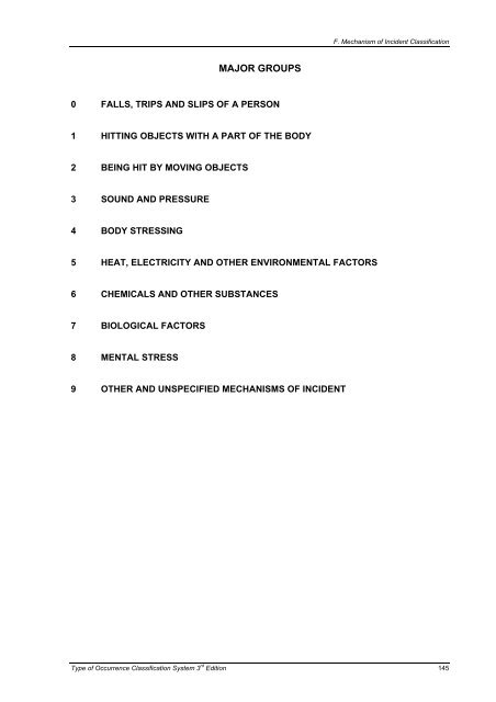 Type of Occurrence Classification System - Safe Work Australia