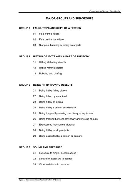 Type of Occurrence Classification System - Safe Work Australia