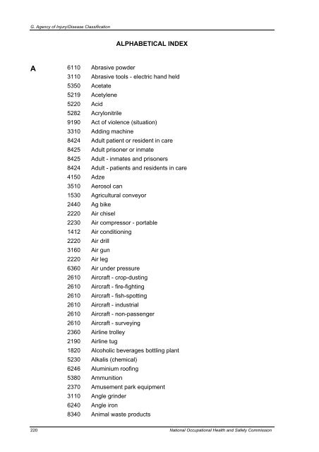 Type of Occurrence Classification System - Safe Work Australia