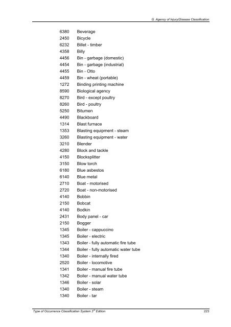 Type of Occurrence Classification System - Safe Work Australia