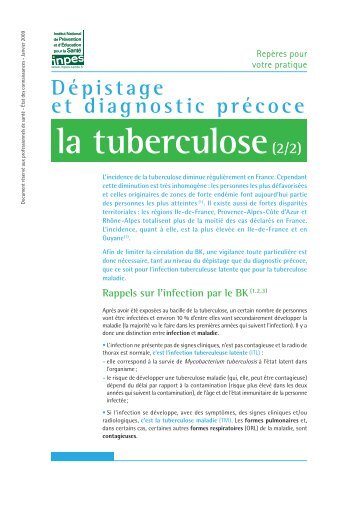 La tuberculose (2/2) DÃ©pistage et diagnostic prÃ©coce ... - Inpes