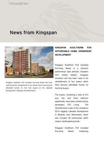 kingspan kooltherm for affordable home ownership development