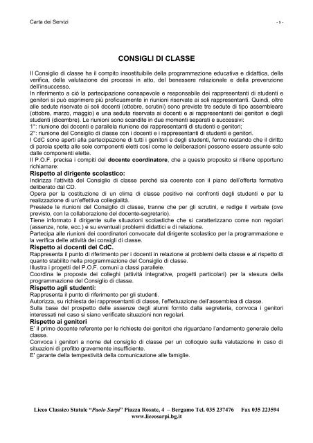 Carta dei servizi 2012-13 - Liceo Classico Statale "Paolo Sarpi"