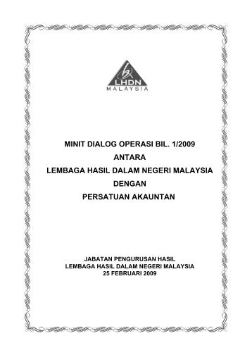 minit dialog operasi bil. 1/2009 antara lembaga hasil dalam negeri ...