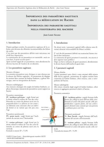 Importance des paramÃ¨tres sagittaux dans la rÃ©Ã©ducation du Rachis ...