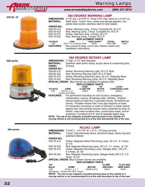 Arrow Safety Device 2009 Catalog - part4 - Zip's Truck Equipment