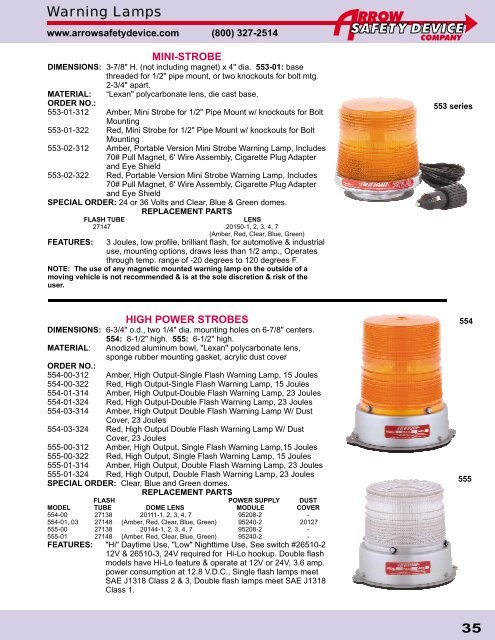 Arrow Safety Device 2009 Catalog - part4 - Zip's Truck Equipment