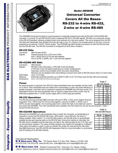 4WSD9R - Datasheet - Universal Converter - Delmation