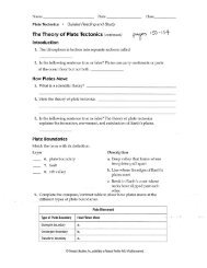 Plate Tectonics Review worksheet - Century Life Science