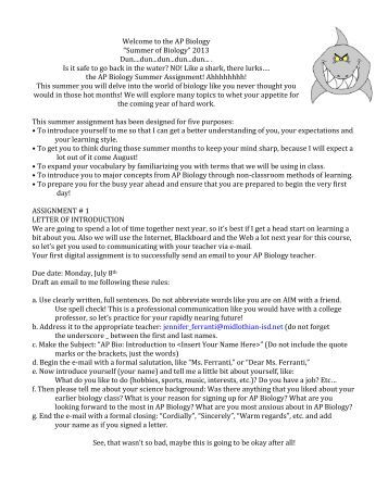 pre-ap hormones summer time assignment pre-ap biochemistry and biology summer assignment