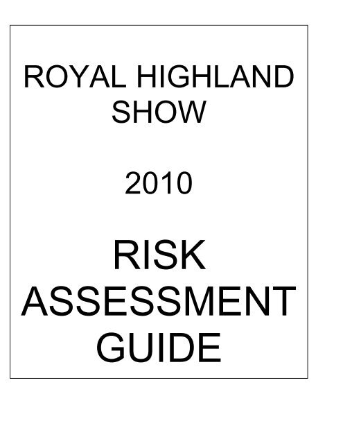 general risk assessment guidance notes - Royal Highland Show