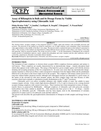 Assay of Rifampicin in Bulk and its Dosage Forms by Visible ...