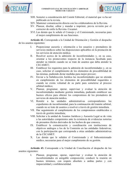 ley de la comisin estatal de conciliacin y arbitraje mdico de tabasco