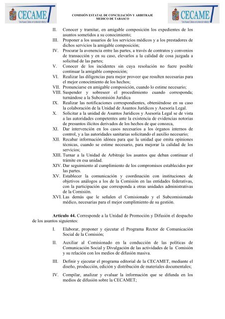 ley de la comisin estatal de conciliacin y arbitraje mdico de tabasco