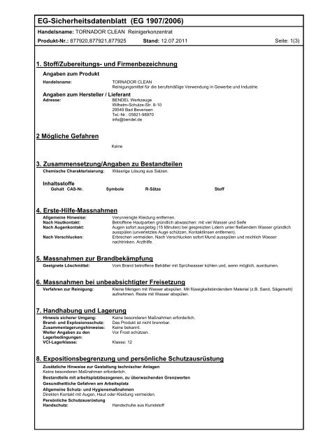 Sicherheitsdatenblatt pdf - hansewerkzeug