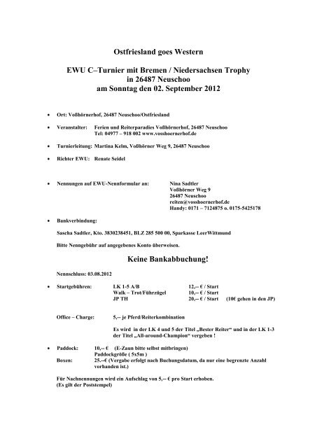 Ostfriesland goes Western EWU CÃ¢Â€Â“Turnier mit Bremen ...