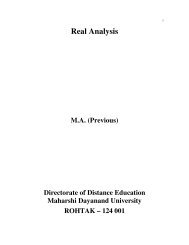 Real Analysis - Maharshi Dayanand University, Rohtak