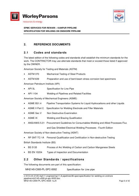 Pipelaying Tender-VOL II - WorleyParsons.com