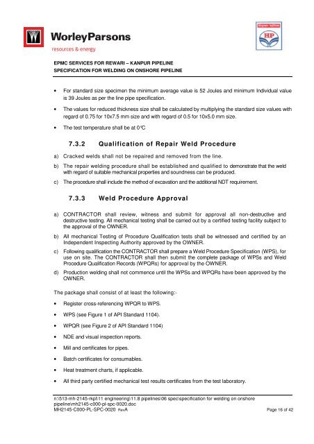 Pipelaying Tender-VOL II - WorleyParsons.com