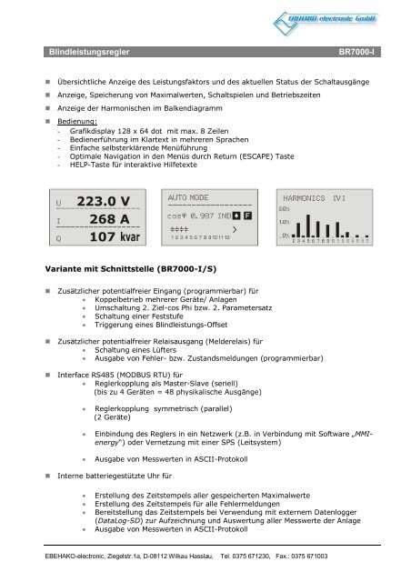Blindleistungsregler BR7000-I - Ebehako-Electronic GmbH